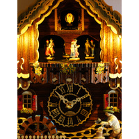 Wood Chopper & Water Wheel LED Battery Chalet Cuckoo Clock With Dancers 34cm By TRENKLE image