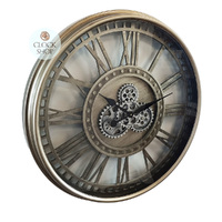 80cm Levi Silver Moving Gear Wall Clock By COUNTRYFIELD image