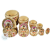 Woodburn Russian Dolls- Gold & Fuschia 18cm (Set Of 5) image