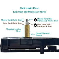 Euroshaft Pendulum Step Clock Movement (27mm Shaft) image