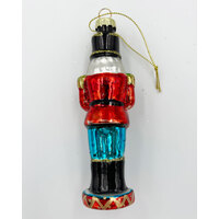 12cm Glass Red Nutcracker With Drum Hanging Decoration image