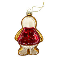 12cm Glass Gingerbread Man With Vest Hanging Decoration image