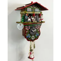 Swiss Weather House Battery Chalet Clock With Heidi Swinging Doll 19cm By TRENKLE image