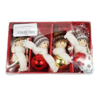 7cm Doll Bauble With Knitted Hat Hanging Decoration (Pack Of 4) image