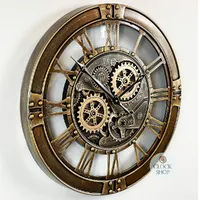 55cm Kadan Antique Bronze Moving Gear Wall Clock By COUNTRYFIELD image