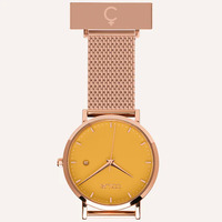 36mm Nightingale Rose Gold Nurses Watch With Saffron Yellow Dial + Band By Coluri image