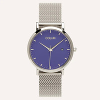 36mm Kahlo Silver Watch With Violet Purple Dial + Band By Coluri image