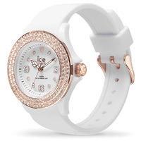 Crystal Collection White/Rose Gold Watch with White Dial with Silver Swarovski Floating Crystals By ICE image