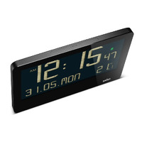 26cm Black LCD Digital Wall Clock With Temperature, Date & Alarm By BRAUN image