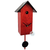 Red Bird House Battery Modern Cuckoo Clock 29cm By ENGSTLER image