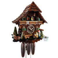 Beer Drinker & Rolling Pin 8 Day Mechanical Chalet Cuckoo Clock With Dancers 37cm By ENGSTLER image