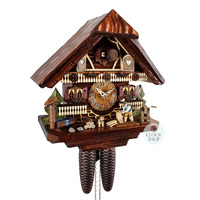 Wood Chopper & Dog 8 Day Mechanical Chalet Cuckoo Clock 33cm By HEKAS image