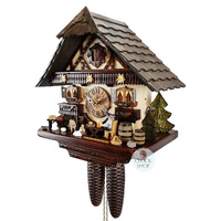 Beer Drinker & Dog 8 Day Mechanical Chalet Cuckoo Clock 33cm By HEKAS image