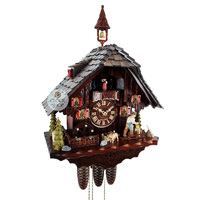 Wood Chopper, Dancers & Bell Tower 8 Day Mechanical Chalet Cuckoo Clock 55cm By HEKAS image