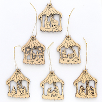 6cm Wooden 3D Laser Hanging Decoration- Assorted Designs image