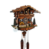 Hiker, Dog & Water Wheel Battery Chalet Cuckoo Clock 28cm By TRENKLE image