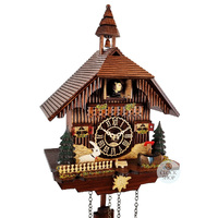 Goat & Water Trough Battery Chalet Cuckoo Clock With Bell Tower 20cm By TRENKLE image