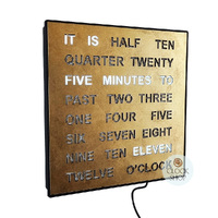 28cm Antique Brass Modern LED Text Clock By AMS image