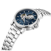 44mm Silver Automatic Mens Watch With Blue Skeleton Dial By KENNETH COLE image