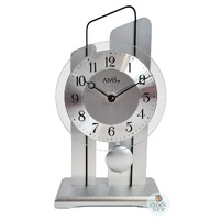 25cm Silver Battery Pendulum Table Clock By AMS image