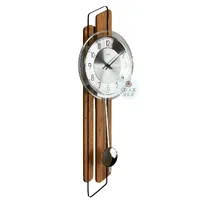 66cm Oak Pendulum Wall Clock With Silver Dial By AMS image