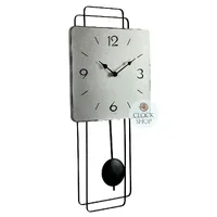 50cm Silver & Black Modern Pendulum Wall Clock With Westminster Chime By AMS image