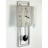 50cm Stone & Black Modern Pendulum Wall Clock With Westminster Chime By AMS image