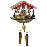 Beer Drinker & Water Wheel LED Battery Chalet Cuckoo Clock 30cm By TRENKLE image