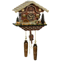 Wood Chopper & Water Wheel LED Battery Chalet Cuckoo Clock 30cm By TRENKLE image