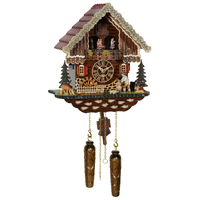 Wood Chopper & Water Wheel LED Battery Chalet Cuckoo Clock With Dancers 34cm By TRENKLE image