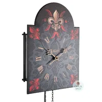 62cm Black & Red Floral Mechanical Shield Wall Clock With Bell Strike By HERMLE image