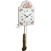 62cm White & Floral Mechanical Shield Wall Clock With Bell Strike By HERMLE image