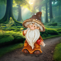 15.5cm Mushroom Gnome - Orange Or Red image