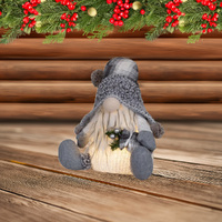 40cm LED Christmas Gnome With Tartan Hat - Grey or Red image