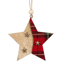 15cm Tartan Wooden Hanging Decoration- Assorted Designs image