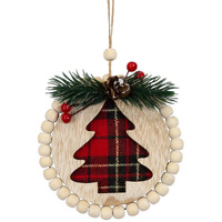 11cm Tartan Wooden Hanging Decoration- Assorted Designs image