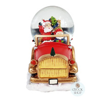 16cm Musical Snow Globe With Santa On Vintage Car (Santa Claus Is Coming To Town) image