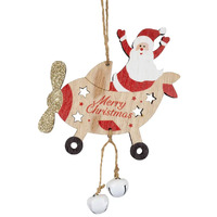 18cm Wooden Biplane Hanging Decoration- Assorted Designs image