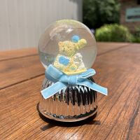 Blue & Silver Teddy Bear Musical Snow Globe (Andrew Lloyd Webber- Memory) (Cloudy Liquid) image