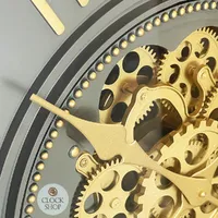 66cm Celestial Grey & Gold Moving Gear Wall Clock By COUNTRYFIELD image