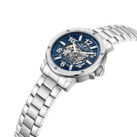 44mm Silver Automatic Mens Watch With Blue Skeleton Dial By KENNETH COLE image