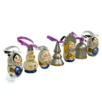 Russian Dolls Hanging Decoration- Blue & Silver 6cm (Set of 7) image