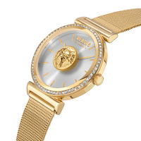 34mm Brick Lane Yellow Gold Womens Watch With Mesh Band & Silver Dial By VERSACE image