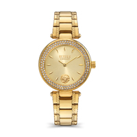 Gift Set- 36mm Brick Lane Crystal Gold Womens Watch With Gold Dial & Bracelet By VERSACE image