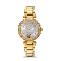 Gift Set- 36mm Brick Lane Crystal Gold Womens Watch With Silver Dial & Bracelet By VERSACE image