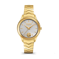 Gift Set- 34mm Mount Pleasant Gold Womens Watch With White Dial & Bracelet By VERSACE image