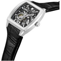 40mm Silver Automatic Mens Watch With Skeleton Dial & Black Leather Band By KENNETH COLE image