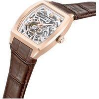 40mm Rose Gold Automatic Mens Watch With Skeleton Dial & Brown Leather Band By KENNETH COLE image