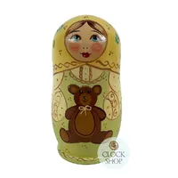 Zagorsk Country Russian Dolls With Flowers & Teddy 11cm (Set Of 5) image