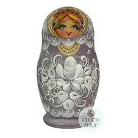 Floral Russian Dolls- Lilac & White Matte Finish 16cm (Set Of 5) image